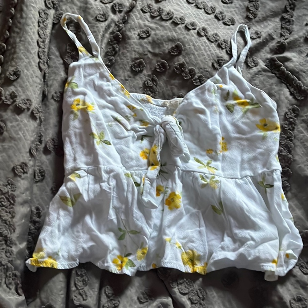 White yellow floral top